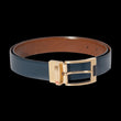 Load image into Gallery viewer, CEINTURE RÉVERSIBLE | DESOTO GOLD, tan - navy - AU NOIR
