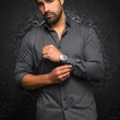 Load image into Gallery viewer, AU NOIR I Long Sleeve Shirt I Alexander SLD Dark Grey - Brothers Clothing Co.