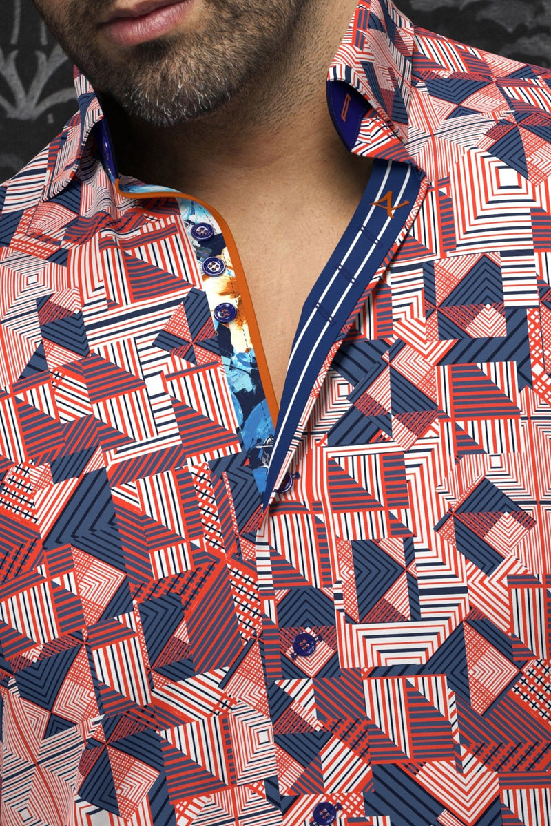 AU NOIR Long Sleeve Shirt Arienzo White Orange