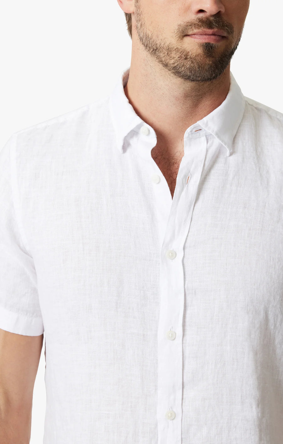 34 HERITAGE | Linen Short Sleeve Shirt | Bright White