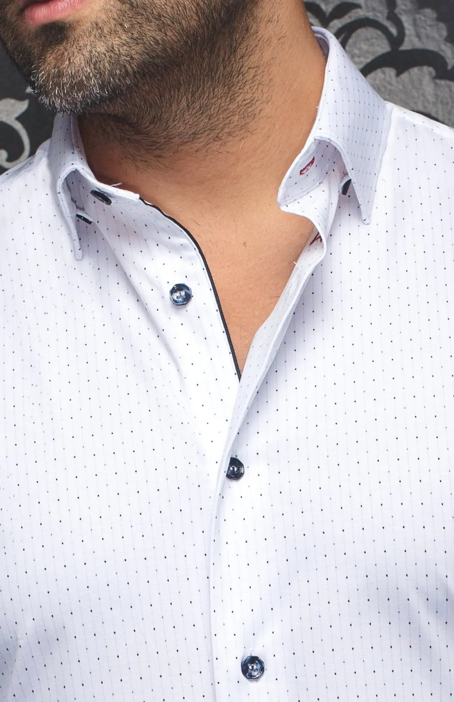 AU NOIR | Long Sleeve Shirt | Alexander NDL White Blue AU NOIR