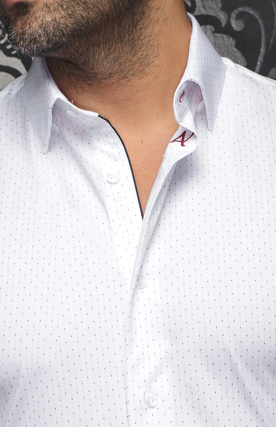 AU NOIR | Long Sleeve Shirt | Alexander-NDL White/Fuchsia AU NOIR