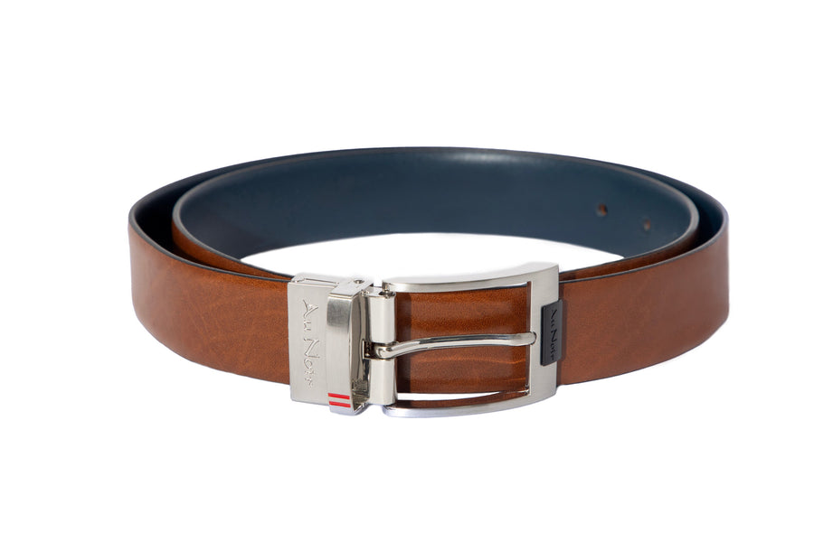 AU NOIR | Belt | Desoto Brushed Nickel Tan/Navy