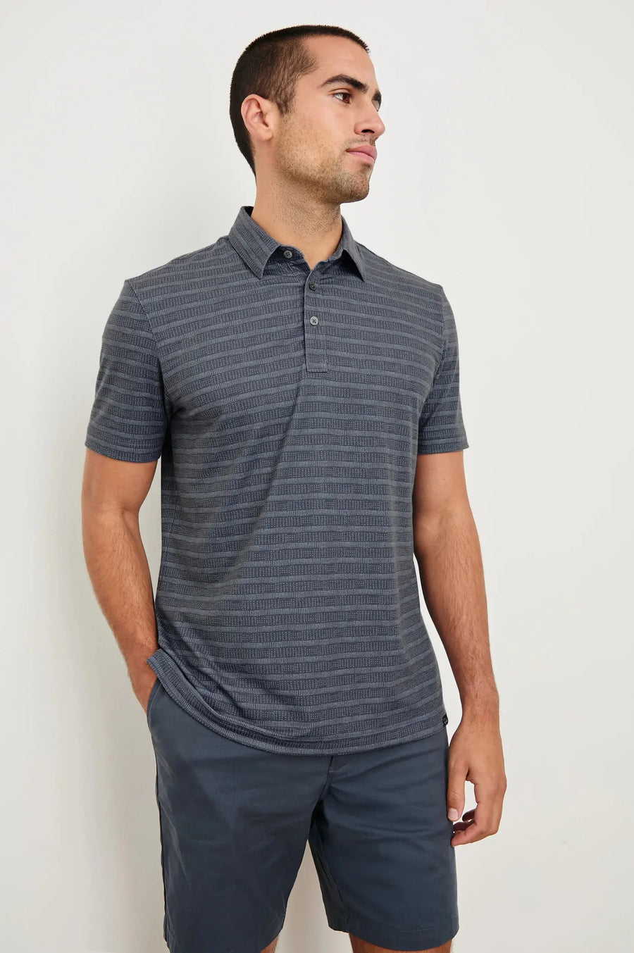 RAILS | Merced Golf Polo Shirt | Sashiko Border Black Rails