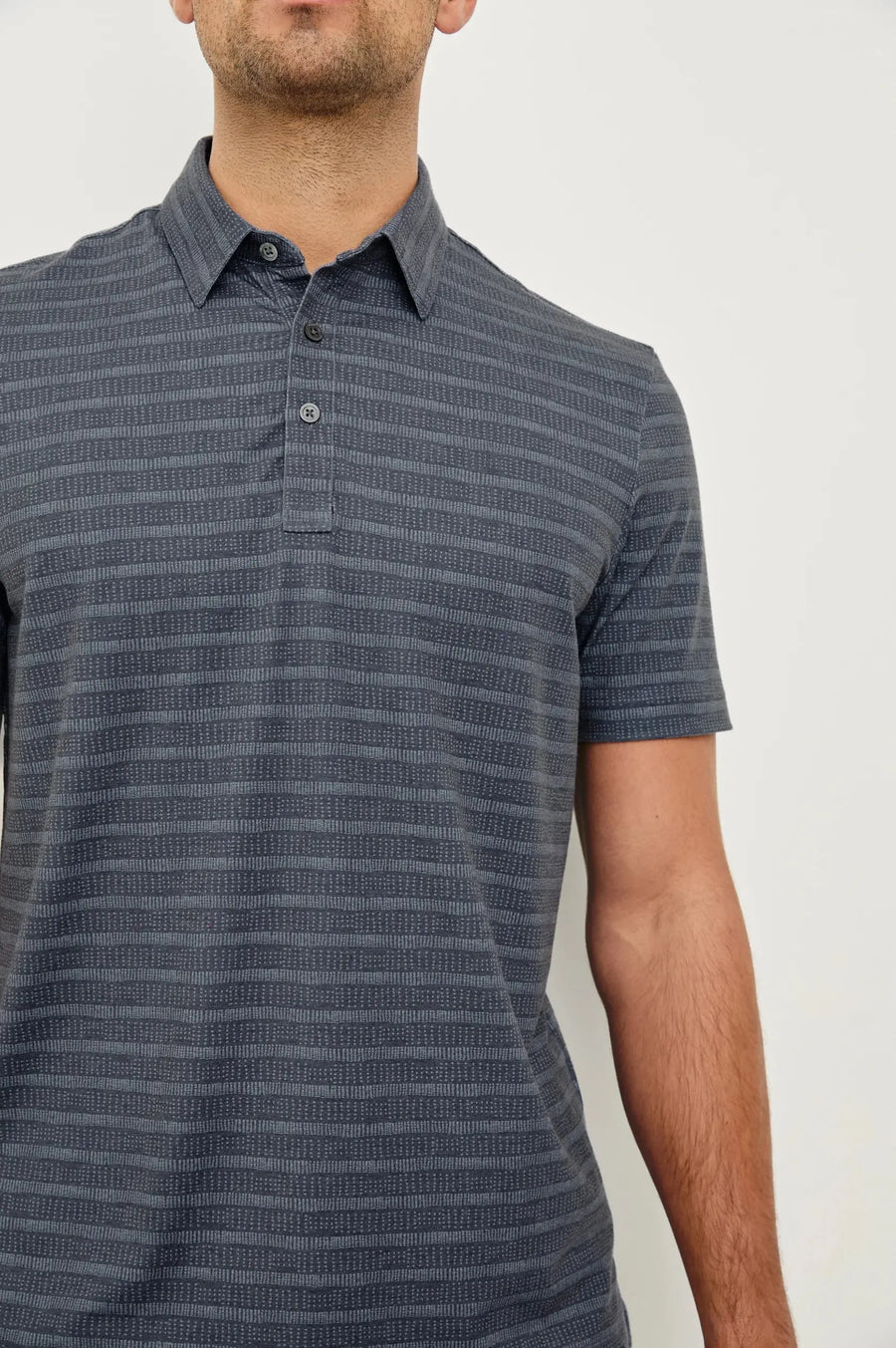 RAILS | Merced Golf Polo Shirt | Sashiko Border Black Rails