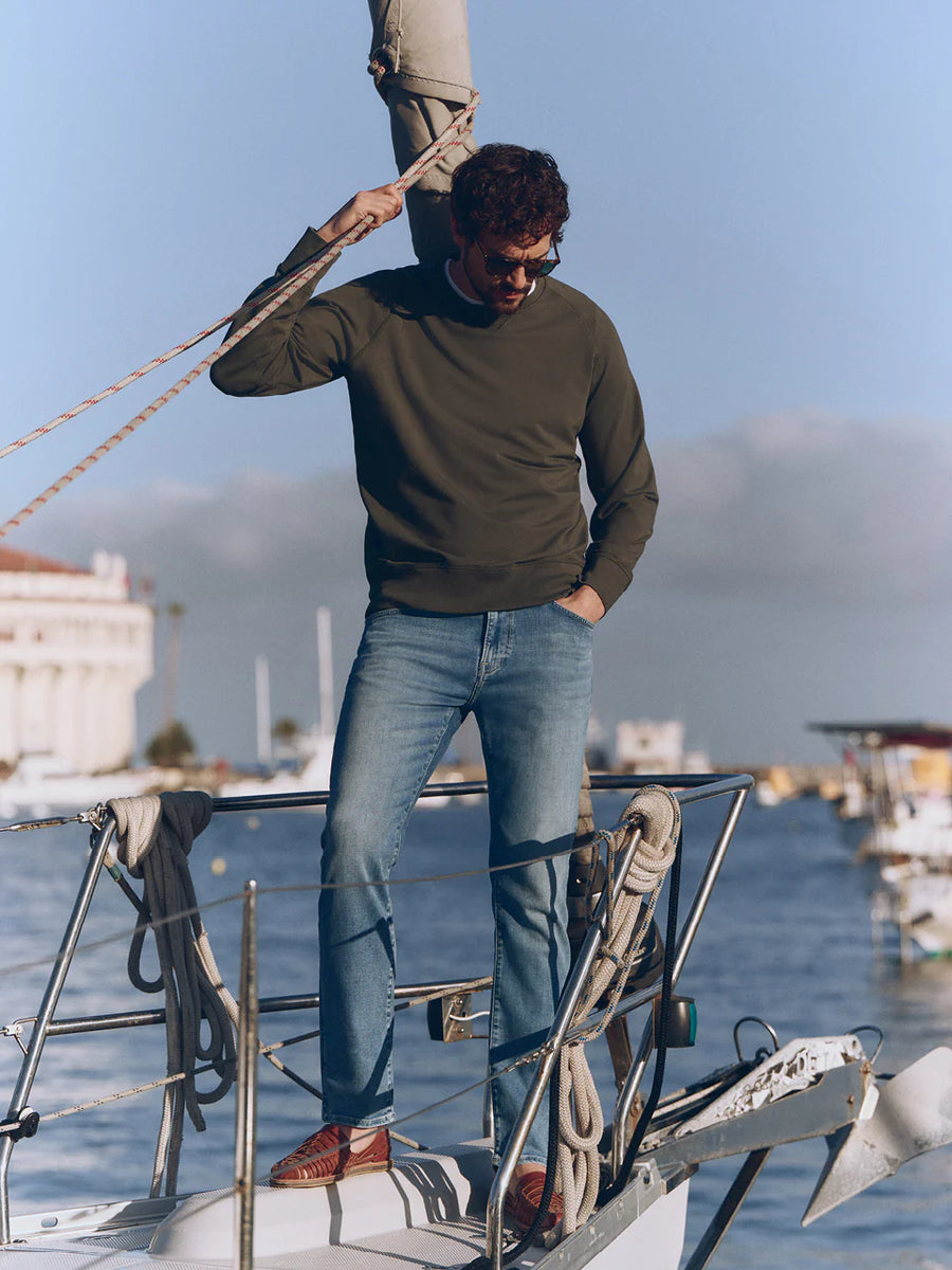 34 Heritage | French Terry Crew Sweater | Pimento Olive