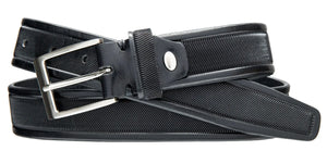 SOURCE APPAREL | Leather Belt | 2204 Diagonal Embossed Black Source Apparel