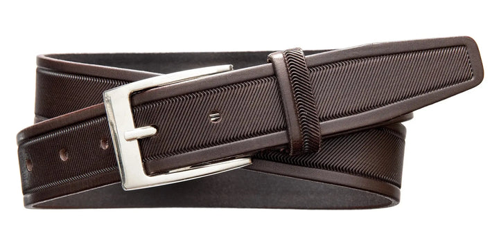 SOURCE APPAREL | Leather Belt | 2204 Diagonal Embossed Brown Source Apparel