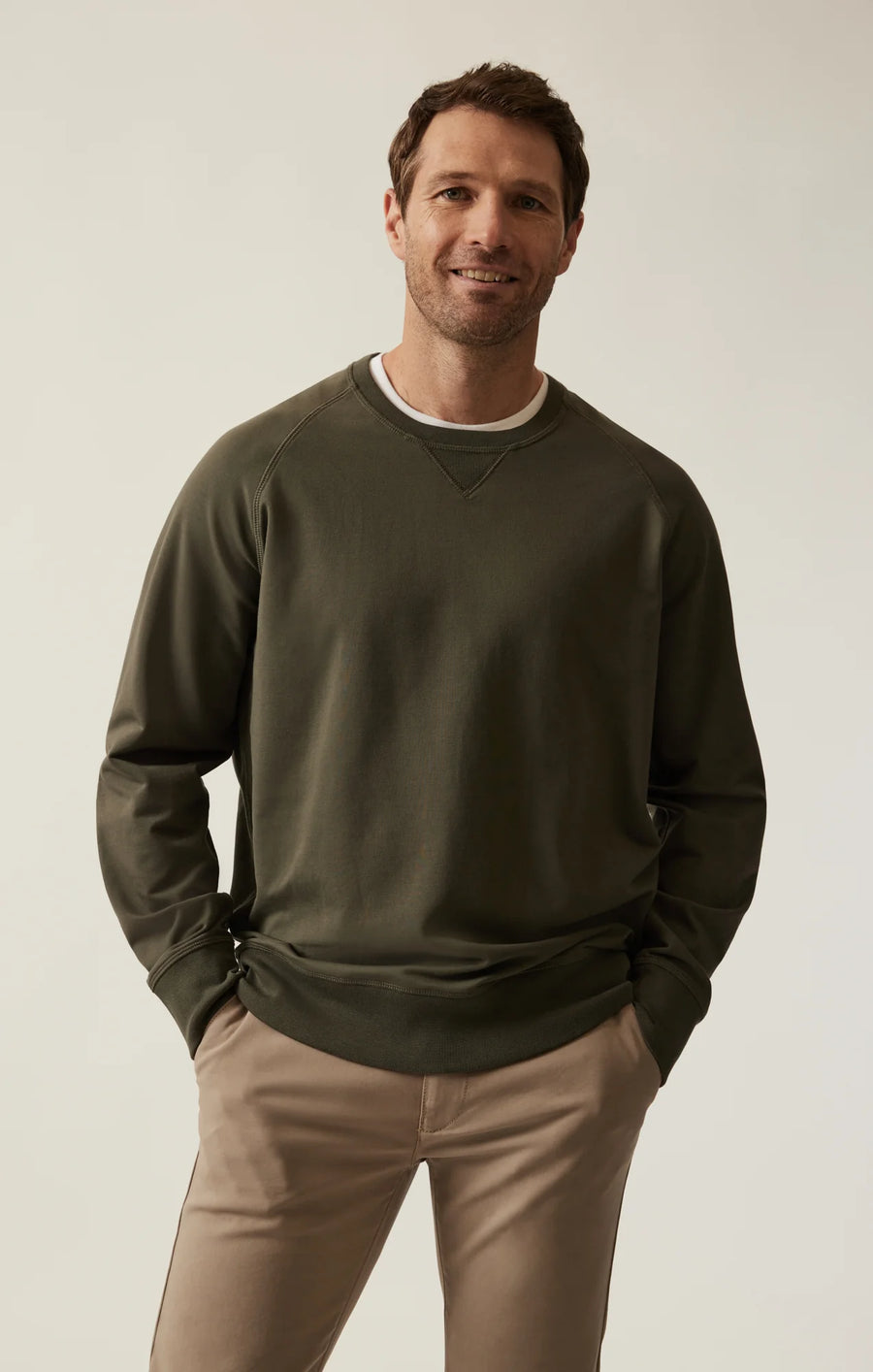 34 Heritage | French Terry Crew Sweater | Pimento Olive