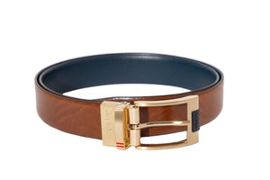 CEINTURE RÉVERSIBLE | DESOTO GOLD, tan-navy - AU NOIR