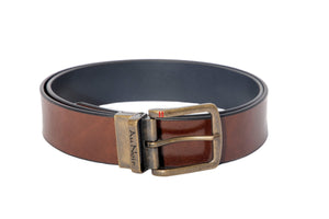 CEINTURE RÉVERSIBLE | STRAUSS BRASS, tan-navy - AU NOIR