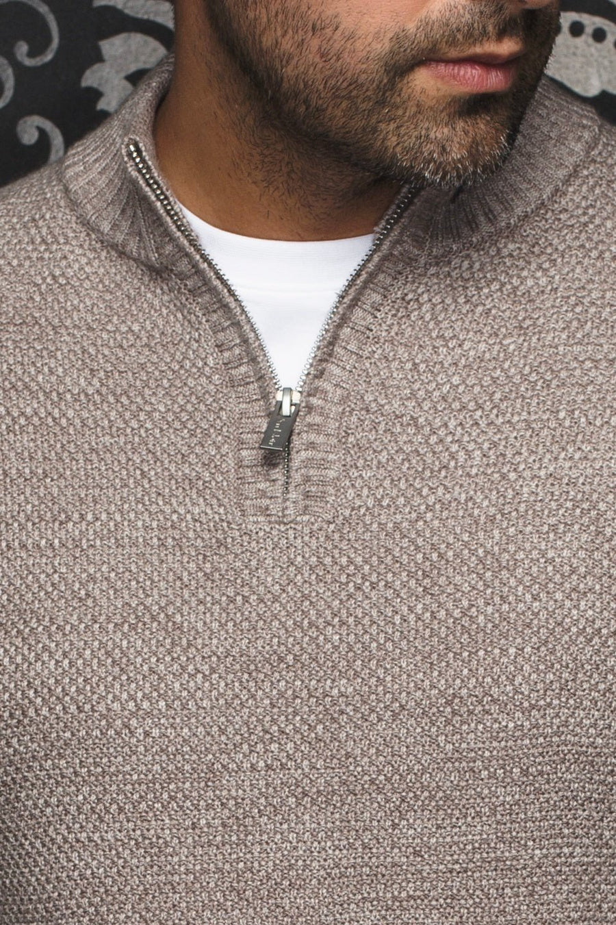 CHANDAIL EN LAINE MÉRINOS | VOGAR, stone - AU NOIR