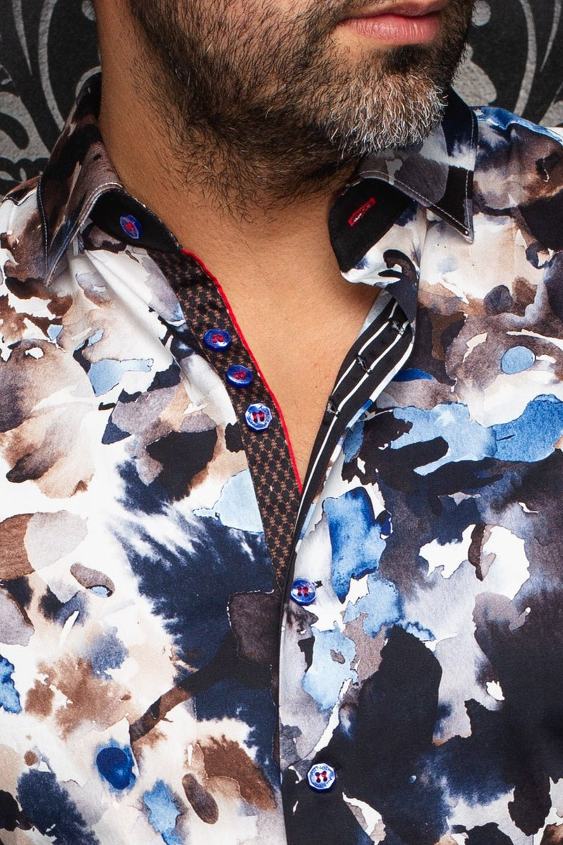 AU NOIR | Long Sleeve Shirt | Magnus Blue/Brown