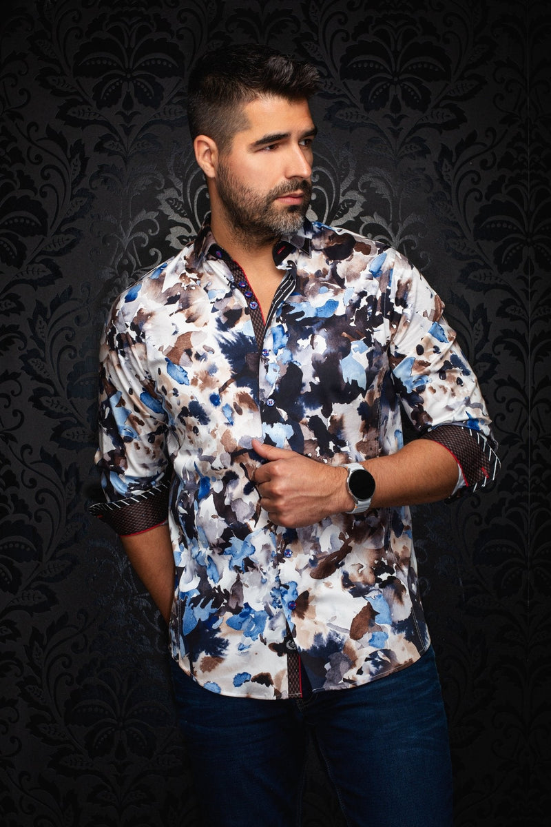 AU NOIR | Long Sleeve Shirt | Magnus Blue/Brown
