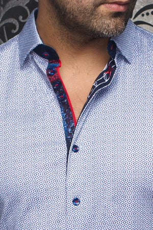 CHEMISE | MORGARI, White Blue Red - AU NOIR