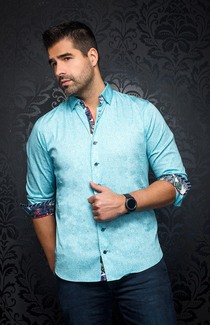 Chemise - RAPHIA, Turquoise - AU NOIR