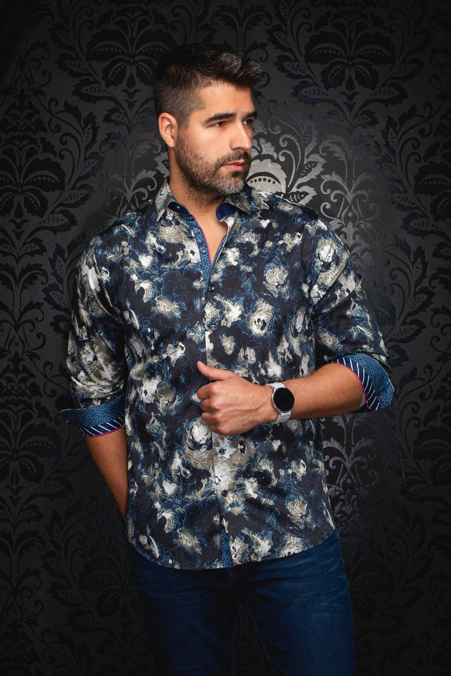 CHEMISE | ROSARUGOSA, Navy Olive - AU NOIR