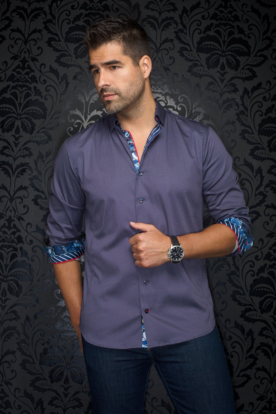 CHEMISE | SOSA, Navy Red - AU NOIR