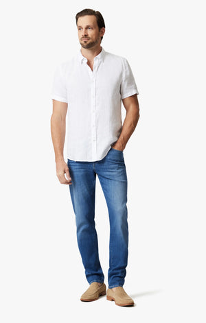 34 HERITAGE | Linen Short Sleeve Shirt | Bright White