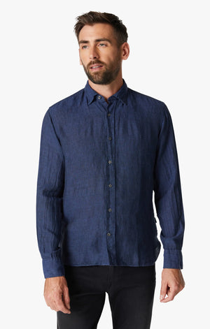 34 HERITAGE | Linen Chambray Shirt | Indigo