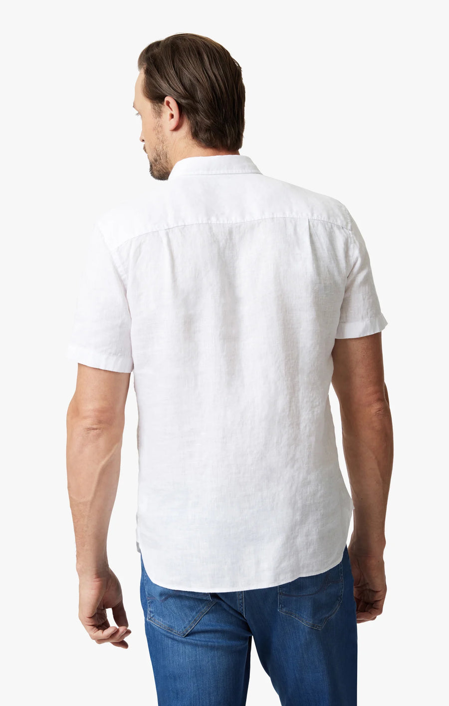 34 HERITAGE | Linen Short Sleeve Shirt | Bright White