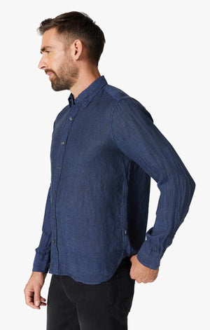 34 HERITAGE | Linen Chambray Shirt | Indigo